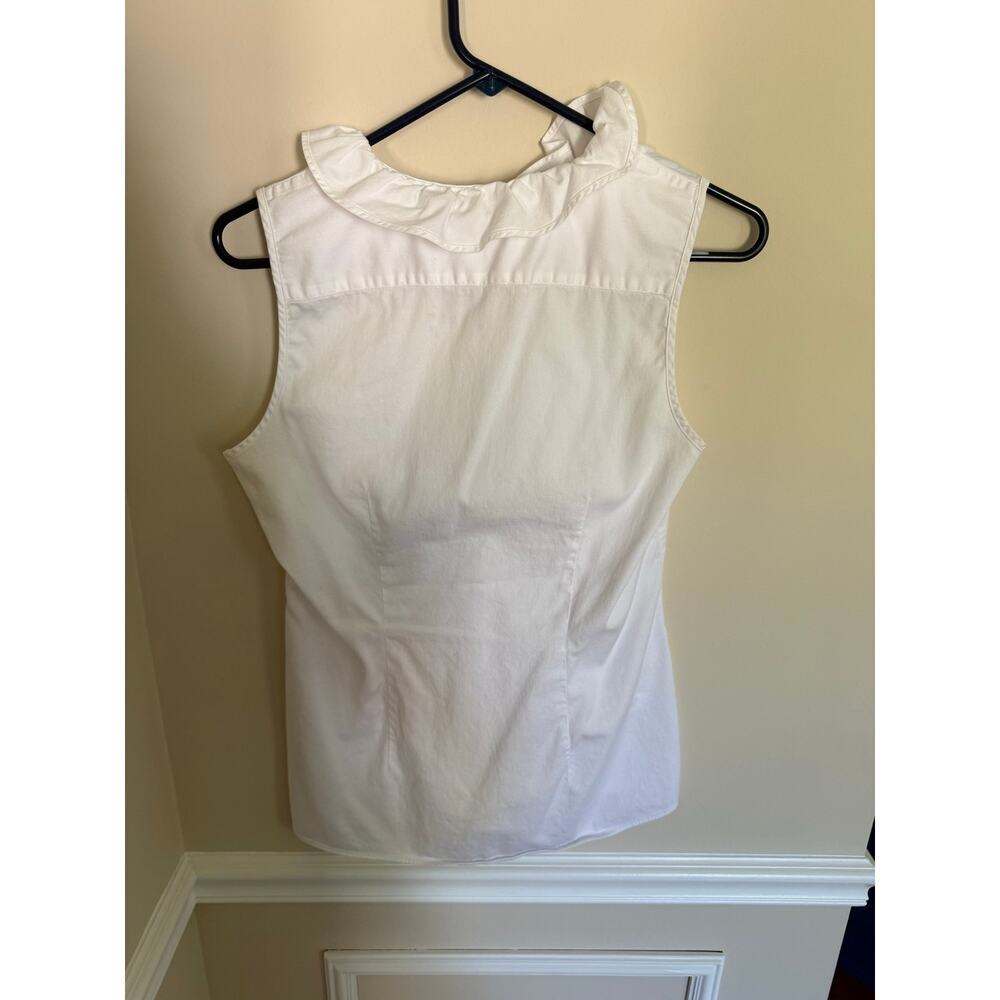 Y2K Office Siren Ruffle Preppy Sleeveless Blouse White Banana Republic Summer- 8 - Picture 7 of 8
